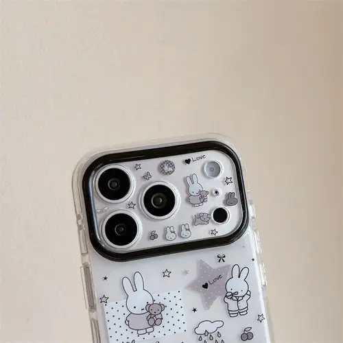 Kawaii Cartoon Rabbit Starry Sky Phone Case for iPhone 16 15 14 13 17 Pro Max INS Style Soft Silicone Shockproof Cover Funda - Image 4