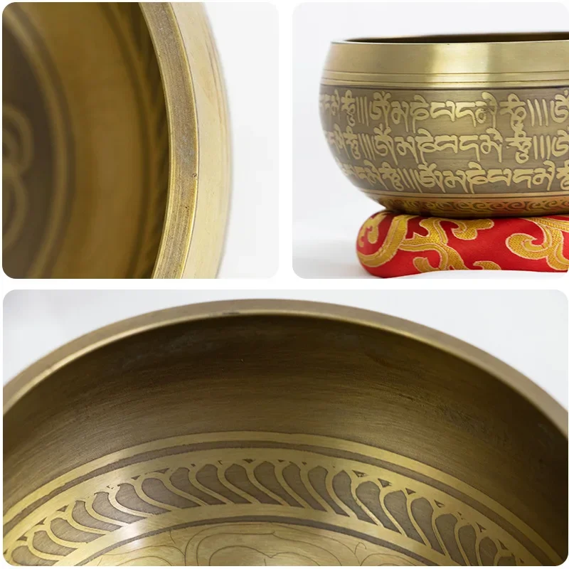 8cm/10.5cm Tibetan Singing Bowl Set,Totem with Sound,Nepal Handmade Song Bowl,Gift,Useful for Meditation,Yoga,Stress Relief 6