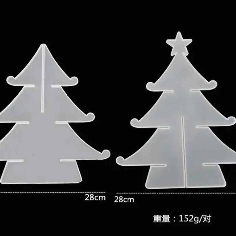 5Pcs Christmas Decoration Crystal Epoxy Silicone Mold Set Resin Christmas Tree Snowflake Storage Box Jewelry Ornament Decoration