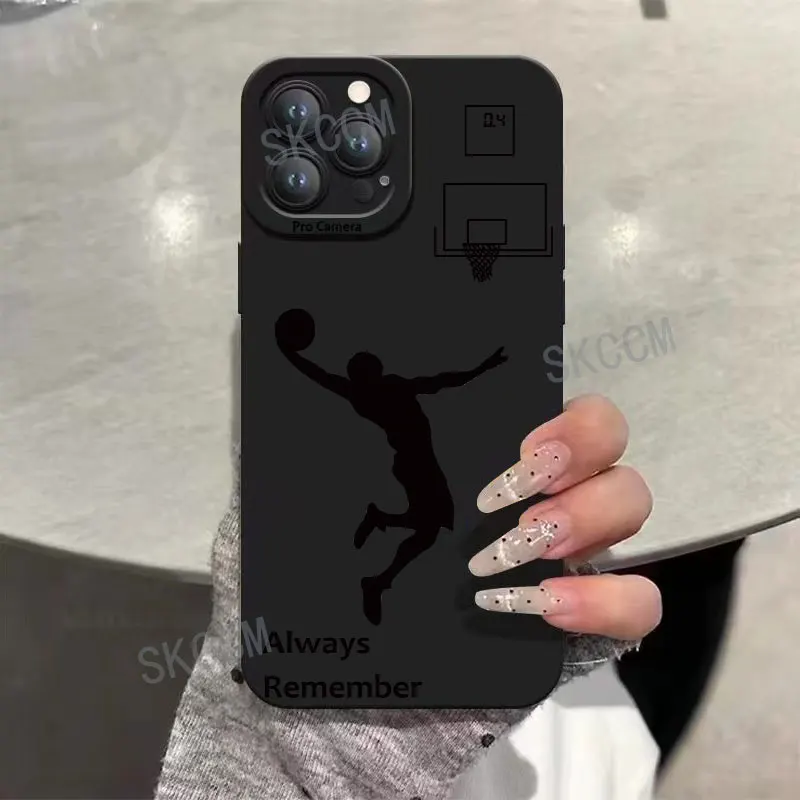 Sports Silicone Shockproof Case - Black Basketball Player Design
