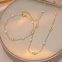 Ensemble de chaînes de col en titane et acier pour femmes, style français minimaliste, diamant blanc, nez de cochon, exquis, simple, polyvalent, haut de gamme 4