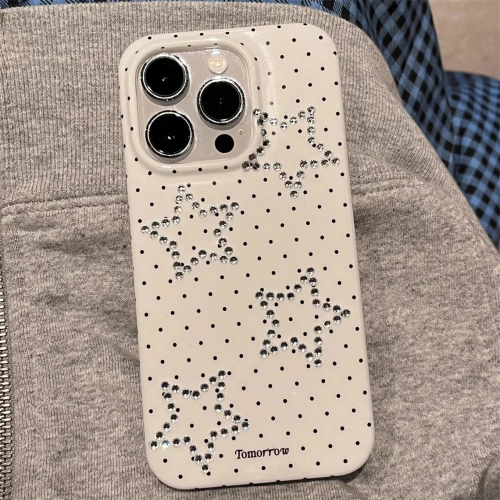 iPhone Case Korean Y2K Chic Glitter Rhinestone Star Phone Case For iPhone 16 15 14 13 Pro Max