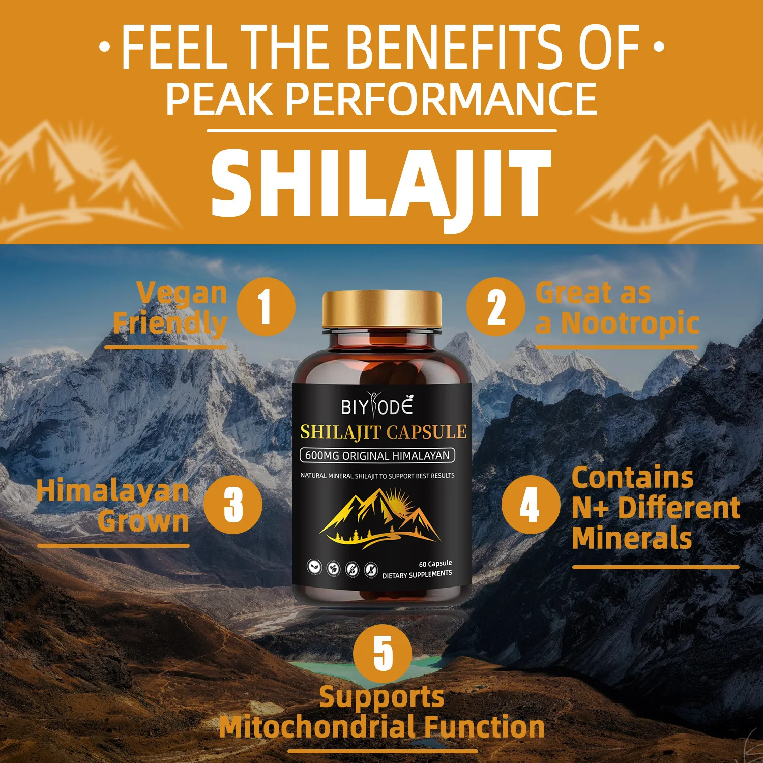 Original Himalayan Shilajit Capsules Pure Gold 600mg Shilajit For Men Natural Mineral To Support Best Results