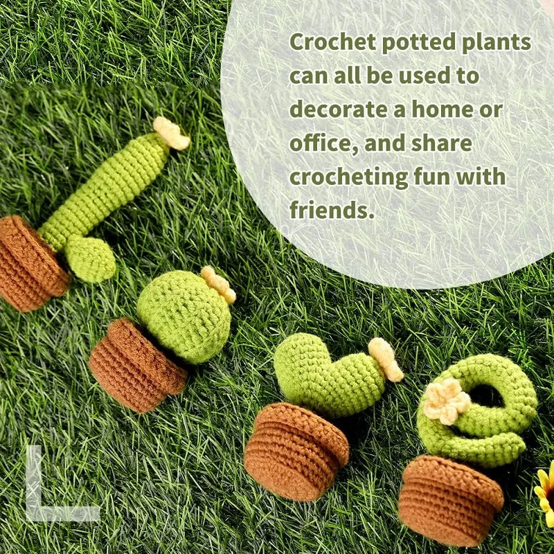 Cactus Shaped Like LOVE Potted Kits with Yarn DIY Crafts for Adults Knitting Starter Kit Easy Crochet Kit with Tutorials