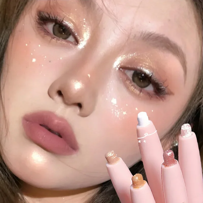 

Eyeshadow Highlighter Pen Pearlescent White Eyeshadow Stick Brightening Pearl Eyeliner Waterproof Glitter Lying Silkworm Makeup