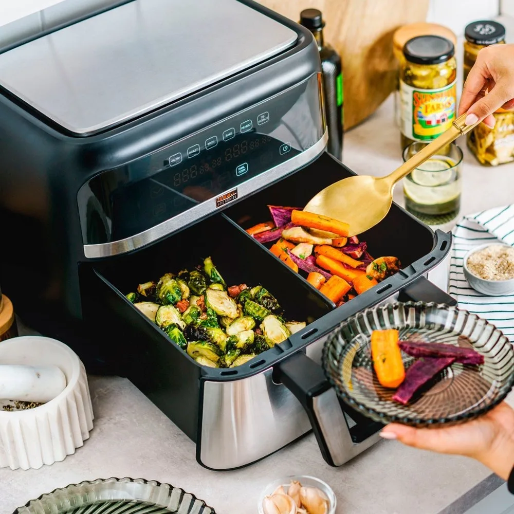

Digital Air Fryer with Dual Flex Basket, Extra-large 9-quart Capacity, Dual 4.5-quart Capacity, 1800W of Power, Air Fryer