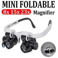 Montre bijoutier réparation Loupe bandeau monté sur la tête Loupe réglable lunettes Loupe lentille 8X 15X 23X 1