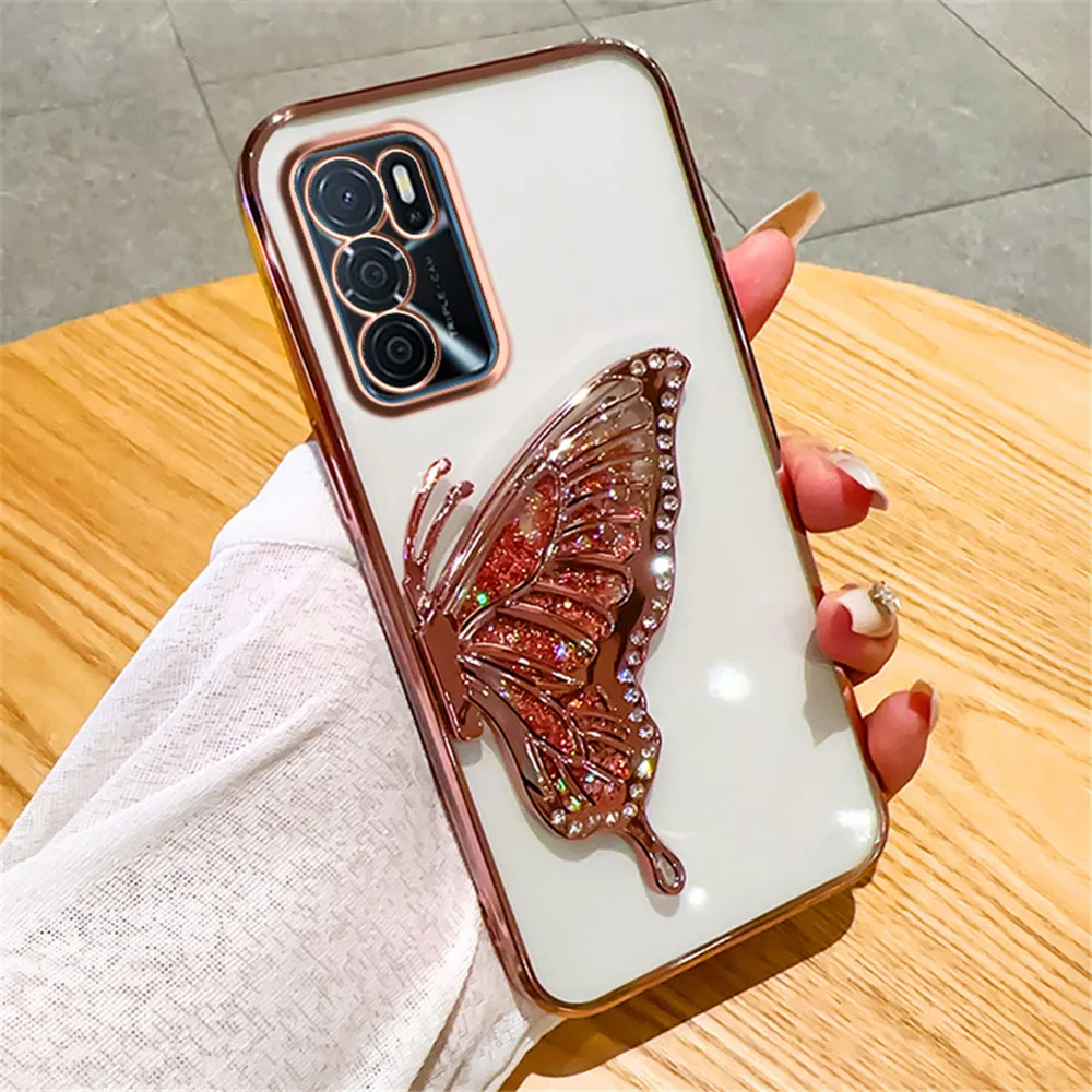 Glitter Butterfly Quicksand Plating Phone Case Cover