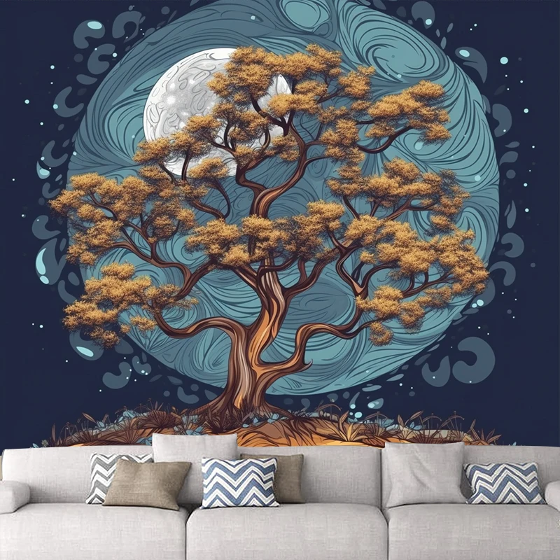 New Mystery Life Tree Tapestry Dorm Decor Con Dreamy Tree Of Life Tapestry Wall Hanging Room Decor Estetica Boho Arazzi