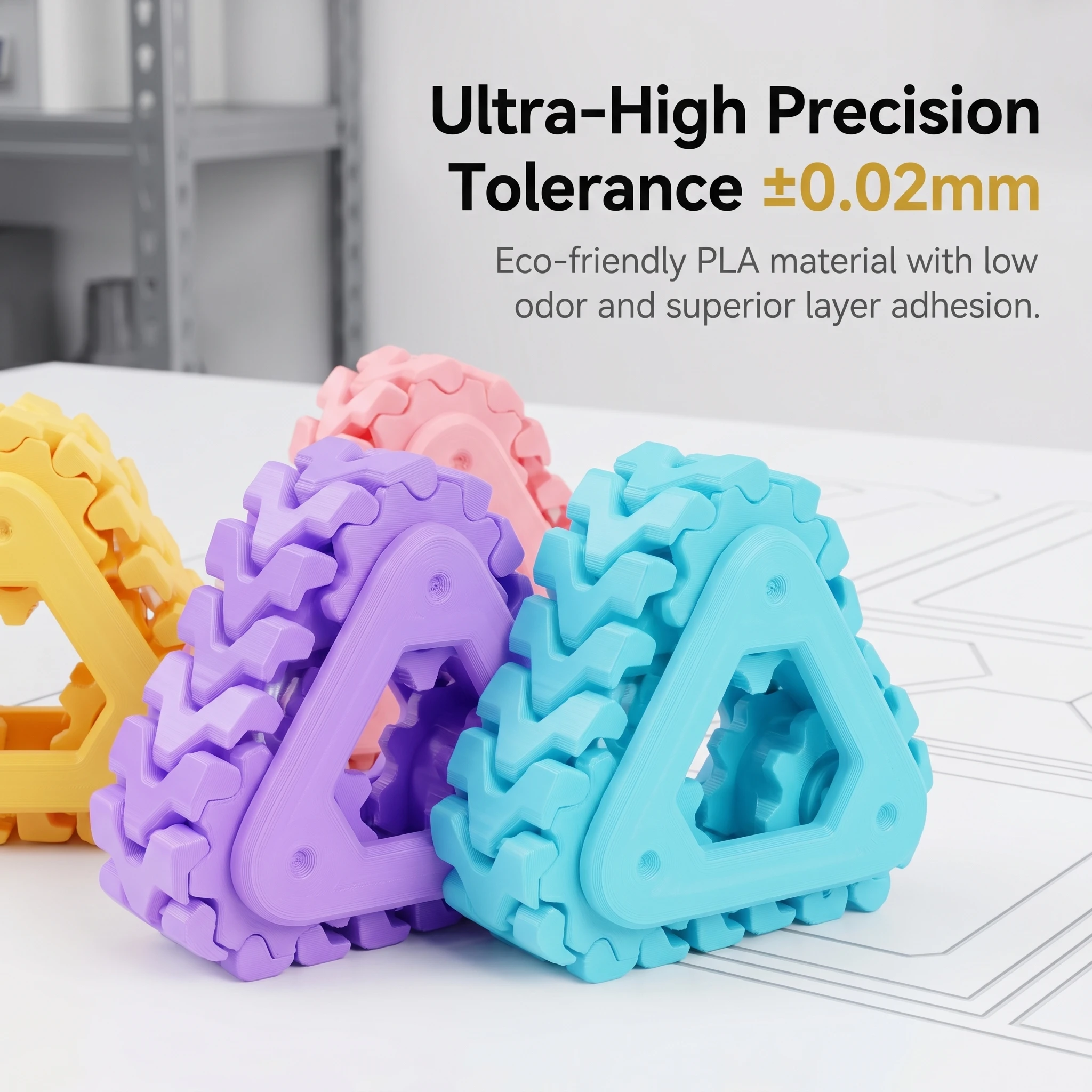 1.75mm 고속 PLA 3D 프린터 필라멘트 번들 ±0.02mm 치수 정확도 재사용 가능 250g 스풀 총 1KG