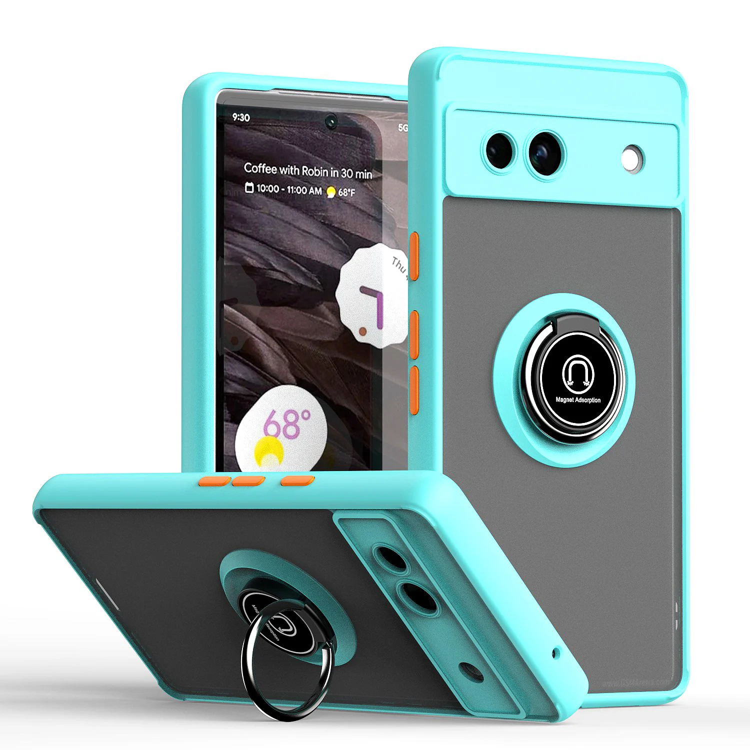 Shockproof Armor Matte Case with Magnetic Ring Stand Holder