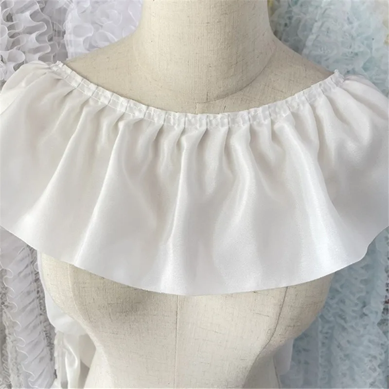 14CM 와이드 화이트 블랙 새틴 3D Pleated 레이스 Fabirc 바느질 프릴 리본 프릴 드레스 Hemlines 커튼 바느질 드리 워진 장식
