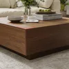 Modern Square Coffee Table with Storage, 35.43" Wood Coffee Table for Living Room Table Walnut, Fully Assembled 6