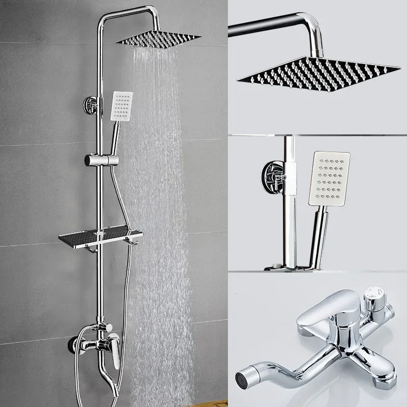 

Bathroom Shower Set SPA Head Bath Rotatable Mixer With Hand Faucets Rainfall Chrome s Copper