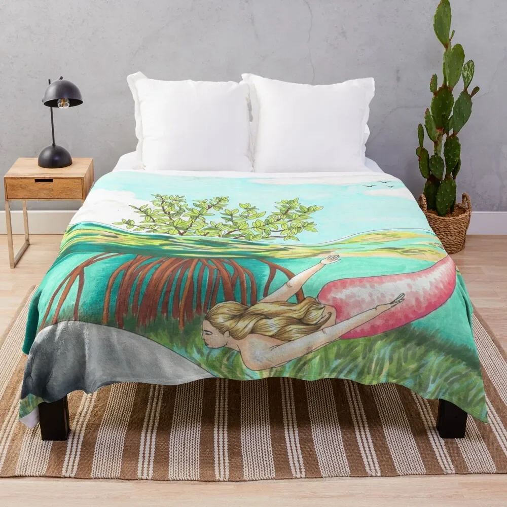 

Mermaid in the Mangroves Throw Blanket Single warm for winter Blankets
