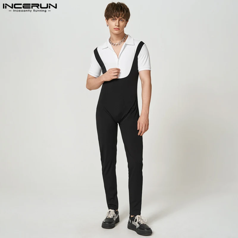 Description Picture 4 of itemINCERUN 2024 American Style New Men Fashionable Color Contrast Rompers Casual Party Hot Sale Male Short-sleeved Jumpsuits S-5XL