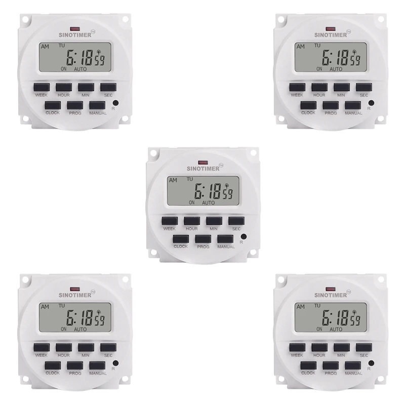 

AFBC 5X SINOTIMER TM618SH-1 1Second Weekly Programmable Digital Timer Automatically Turn On Off Microcomputer Time Relay 110V