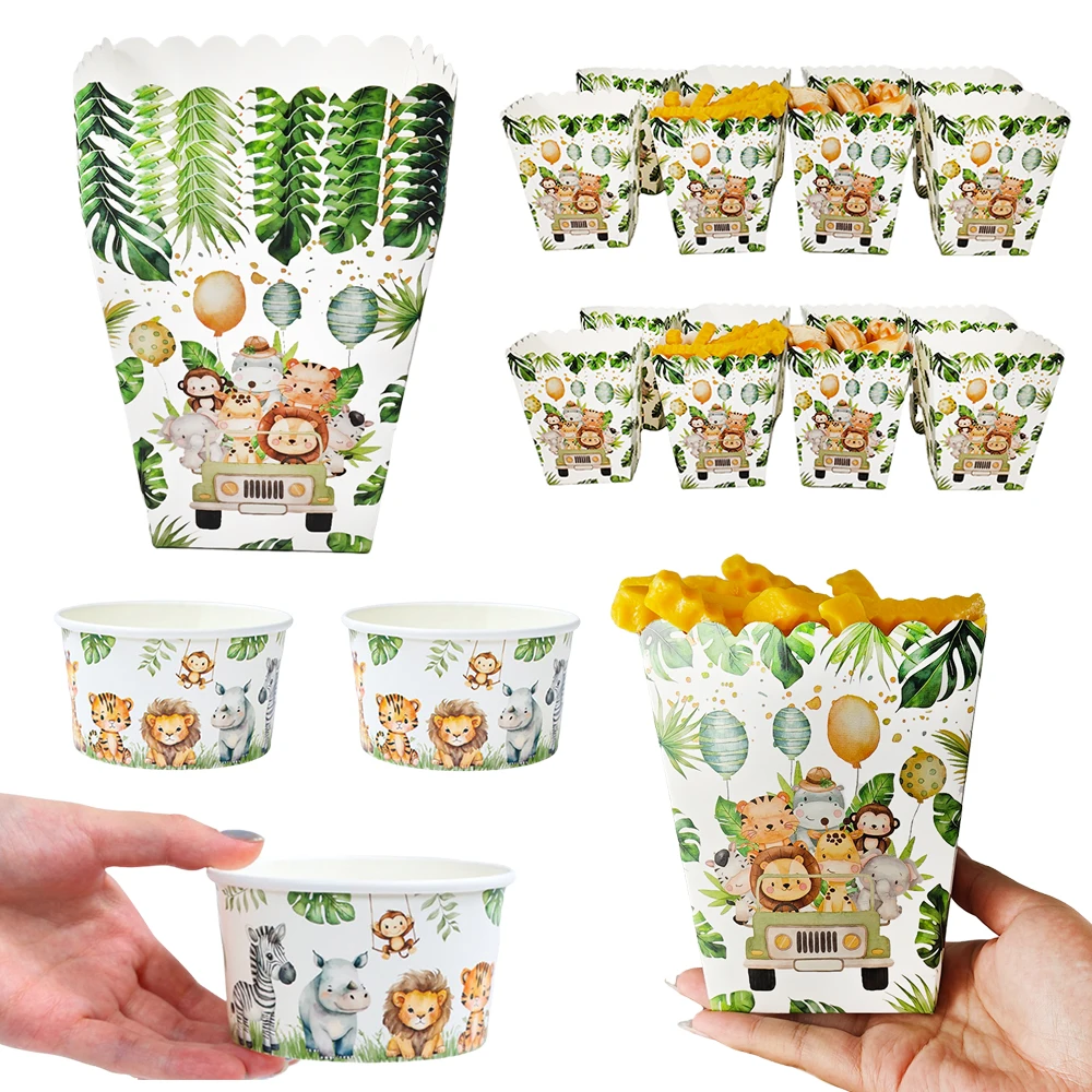 Caixas para pipoca tema animais da selva para aniversário_voghion.com