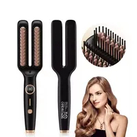 Brosse à lisser électrique Anti-frisottis, peigne chaud, une étape 2 en 1, brosse à lisser en céramique avec affichage numérique Lcd 1