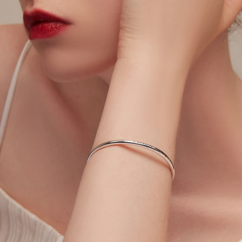 Bamoer 925 Sterling Silver Blue Evil Eye Bangle Bracelet Chain Bracelet Clear CZ Luxury Jewelry SCB012