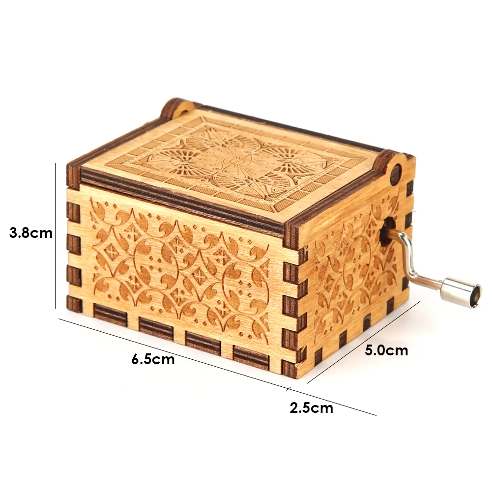 Retro Carved Wood Music Box Hand Cranked Music Box Home Decor Ciao Bella Wooden Music Box Birthday Christmas New Year Gift 6