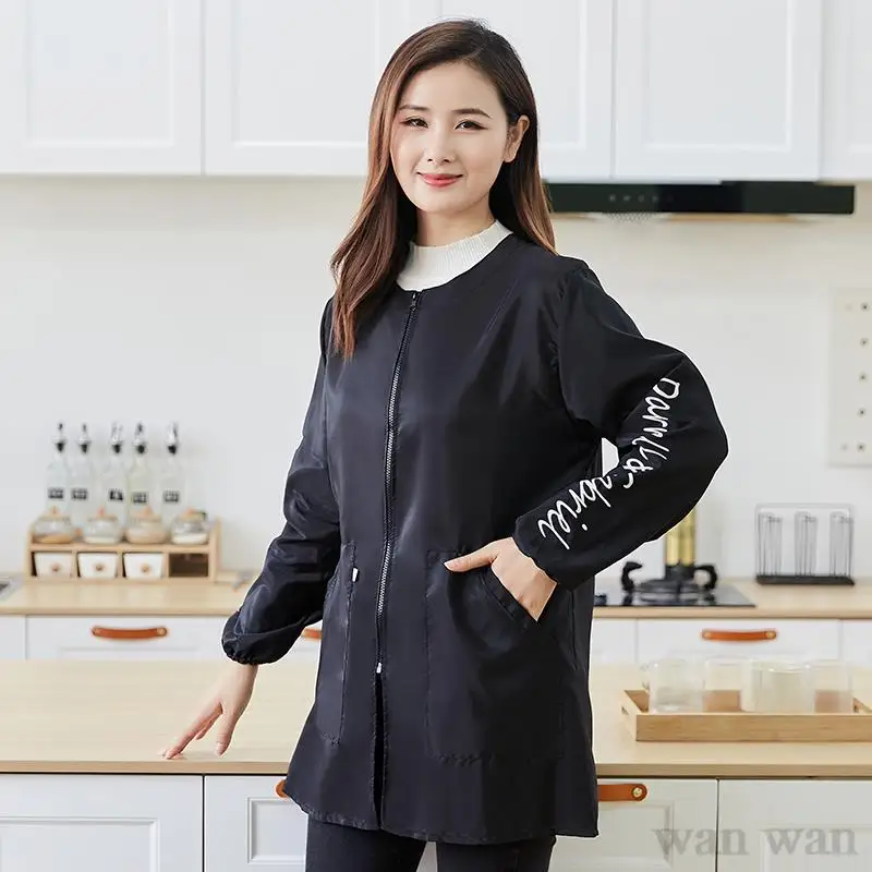 New Waterproof Work Clothes Pet Shop Uniforms Beauty Salon Long Sleeve Apron Barber Shop Anti Hair Smock Cooking Oil Proof Gown 5