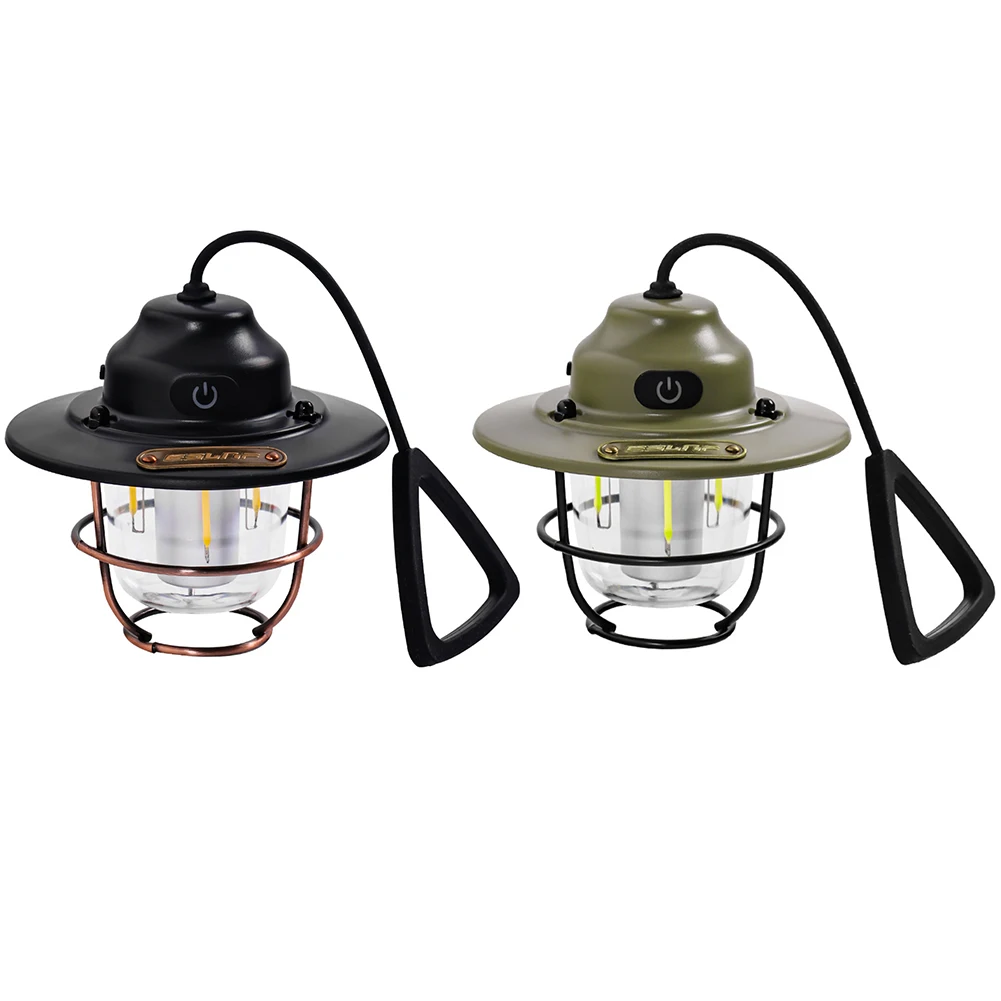 FLIPXEN LED Camping Lantern,Rechargeable Retro Metal Camp Light