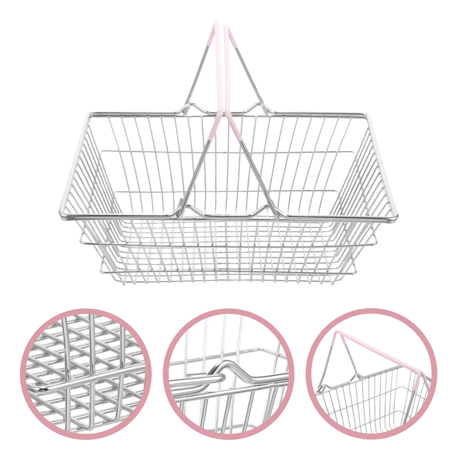 

Shopping Basket Storage with Handle Design Portable Practical Handheld Baskets Alloy