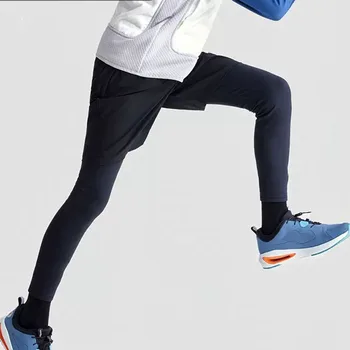 Boys Sports Leggings With Shorts Kids 2 in 1 Running Workout Athletic Tights Pant Children's Basketball Fitness Yoga Pants 5-14Y 1