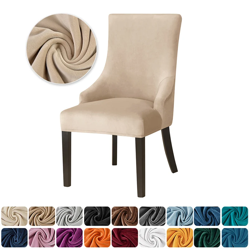 

1PC Velvet Dining Room Chair Cover Elastic Soft Sloping Back Chairs Slipcovers Armchair Seat Cover for Banquet Wedding Home
