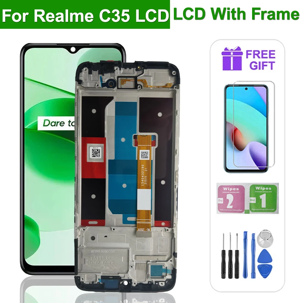 LCD Schermo Sostituzione Per Oppo Realme C35 RMX3511 6.6 Pollici - Kit Con Strumenti, Display HD Originale