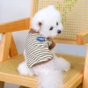 Vintage Small Vest Pet Clothes Dog Cat Anti-hair Loss Summer Sleeveless Coffee Striped Jumper