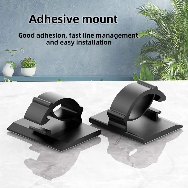 30-Pack Self-Adhesive Cable Clips - Multi-Size Cord Organizer for Desktop Wire Management, USB/Charging Data Line Holder (Black)