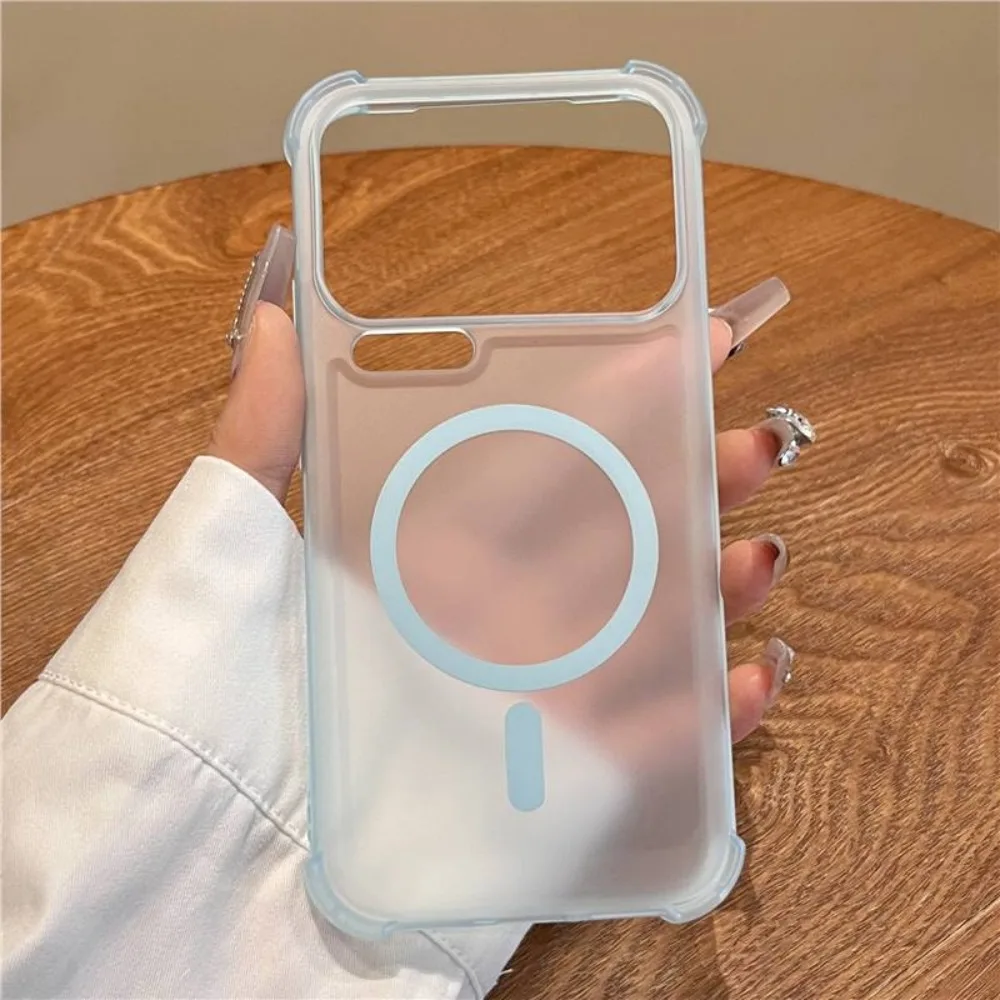 Trendy Matte Soft Frosted Clear Magnetic Shockproof Phone Case with Four-Corner Protection