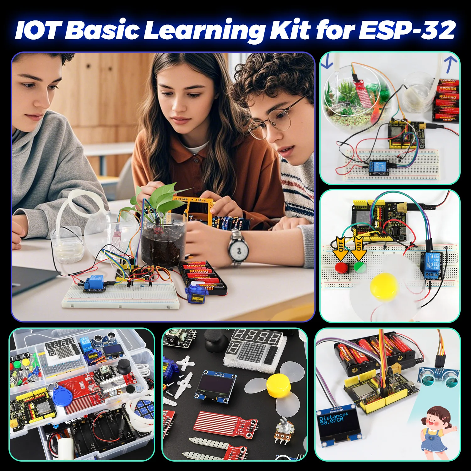 Keyestudio 完全な ESP-32 IOT 電子工学学習メーカーキット + 42 プロジェクトチュートリアル Arduino ESP32 C++ プログラミング