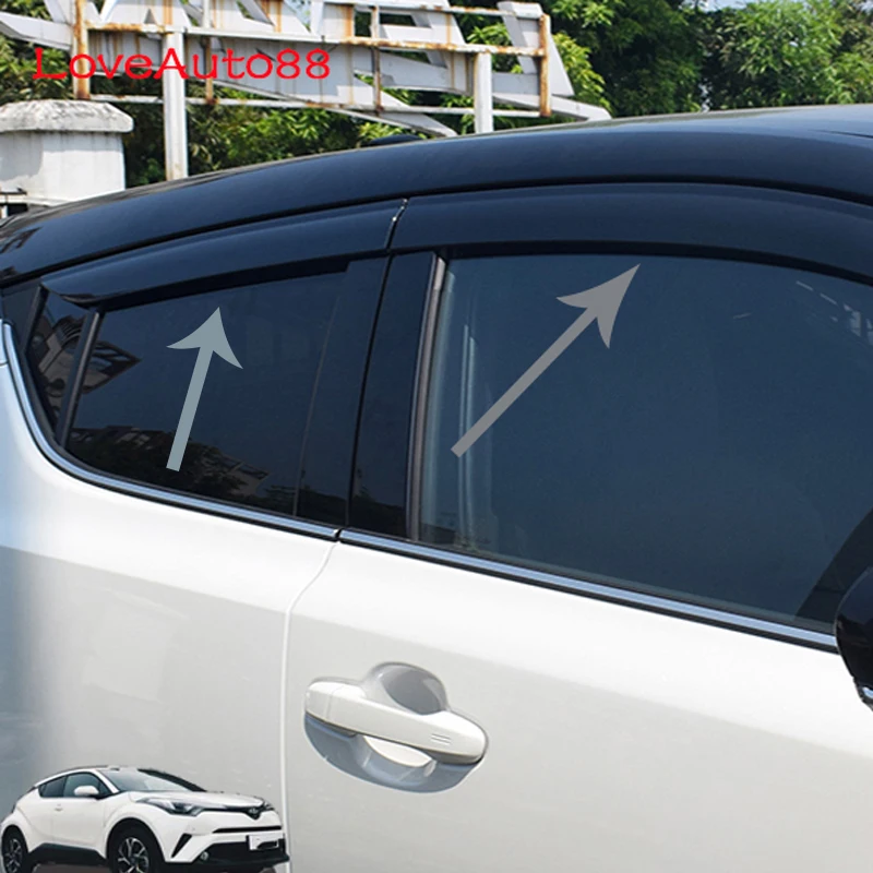 4Pcs Car Window Visor Door Rain Sun Shield Side Windows Cover Trim Accessories For Toyota CHR C-HR