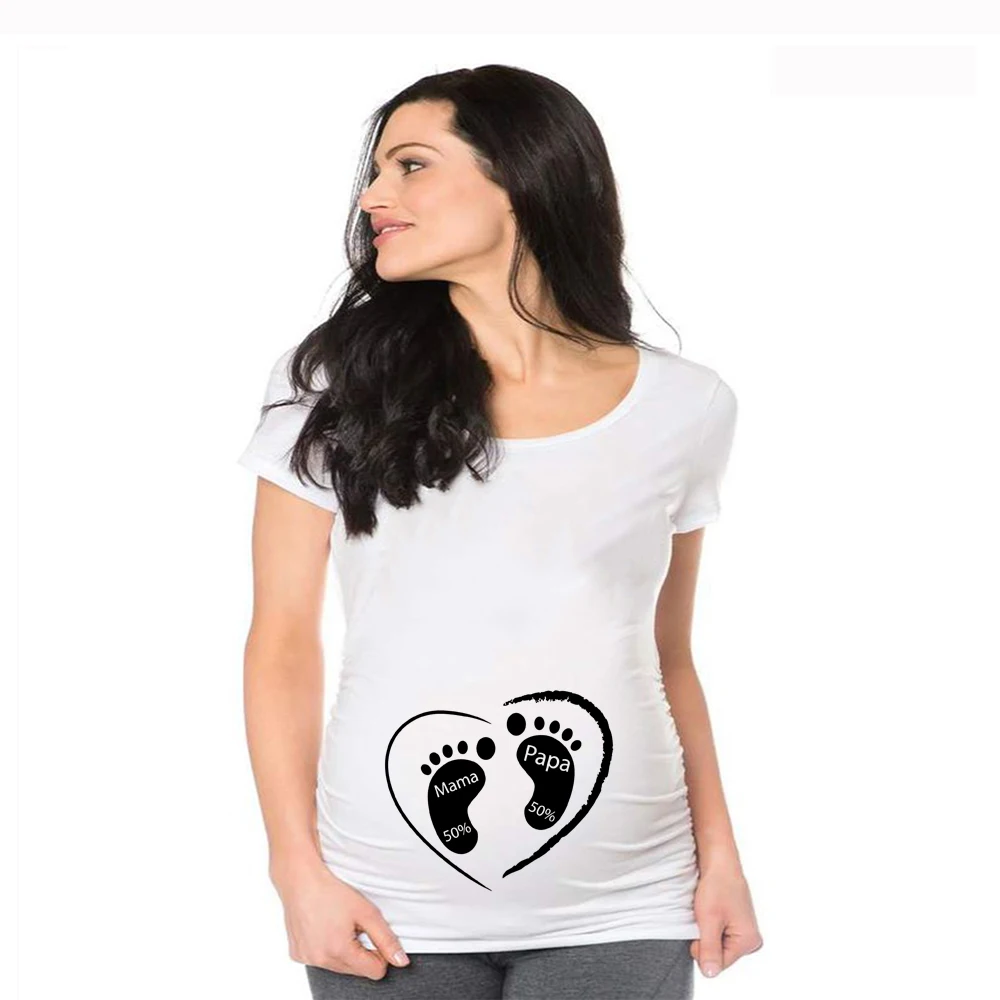 Women Maternity Short Sleeve Cartoon Print Tops T-shirt Pregnancy Funny Clothes for Pregnant Maternity Hot Sale T-shirt
