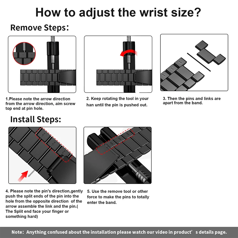 Stainless Steel No Gaps Metal Strap Replacement Bracelet