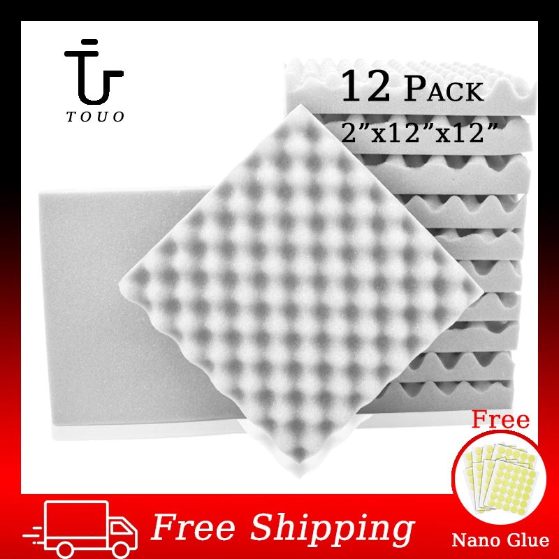 

TOUO Sound-absorbing Panels 12 Pcs Wall Soundproof Foam For Music Studio Acoustic Foam Soundproofing Insulation Door