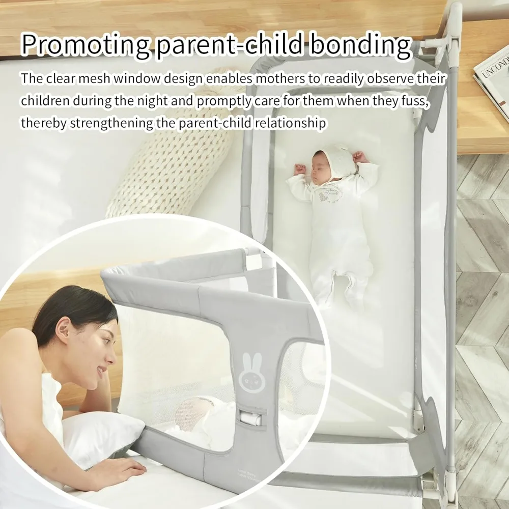 Co Sleeper for Baby in Bed,3 in 1 Crib Side Bed Guard,Cosleeping Baby,Crib Sleeping Together,Infant/Baby Boy/Girl,Gray 4