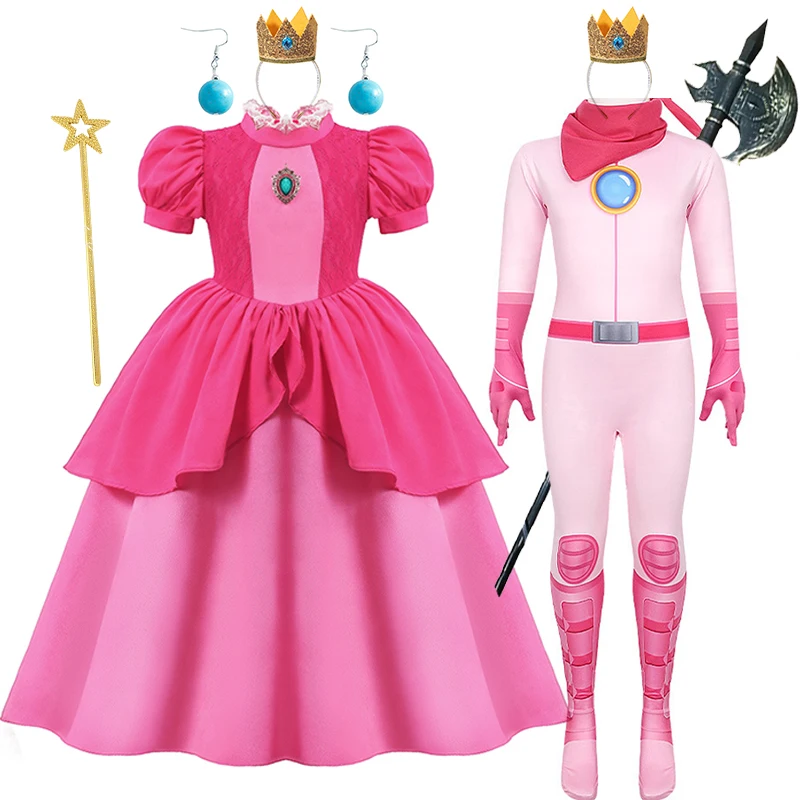 

Peach Princess Dress For Girl Pink Girls Cosplay Costume Children Stage Performance Clothes Kids Birthday Carnival Party Outfits
