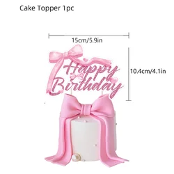 Pink Bow Birthday Party Disposable Tableware & Decor Set (Pink)