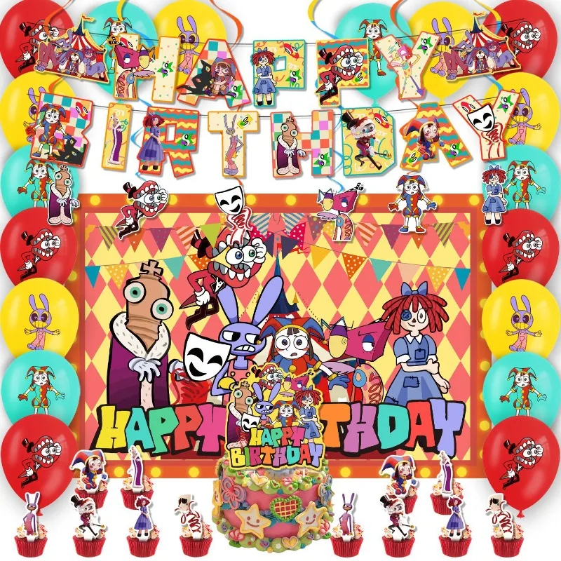 The Amazing Digital Circus Pomni Birthday Theme Party Set Decorazione Di Sfondo Palloncino Cake Top Baby Shower Room Decor Sfondo
