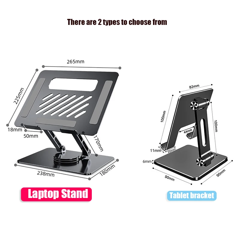 Laptop Stand 360° Rotatable Notebook Holder Liftable Aluminum Alloy Stand Compatible with 9.7-17 Inch Laptop Bracket Aluminum