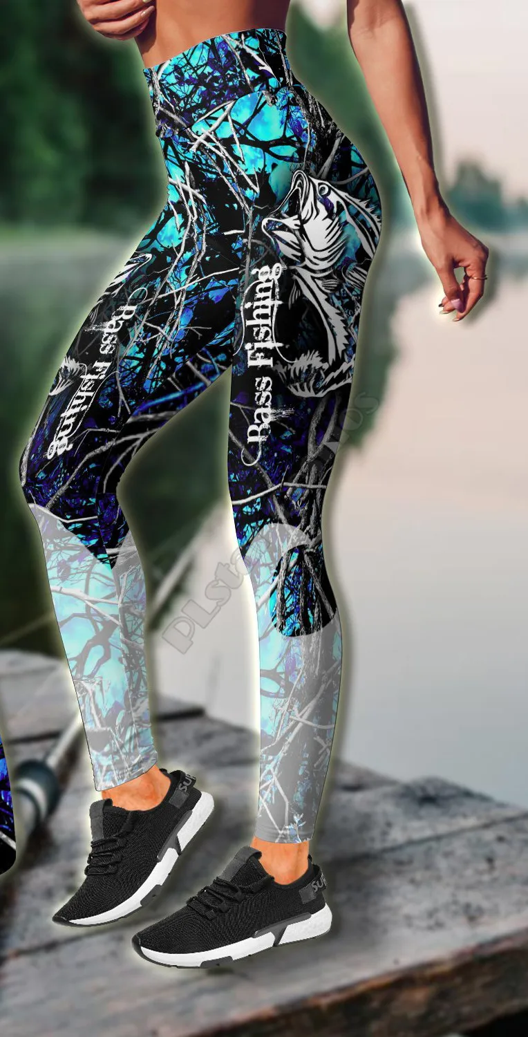 Bass Fishing Water 3D Printed Tank Top+Legging Combo Outfit Yoga Fitness  Soft Legging Summer Women For Girl 02