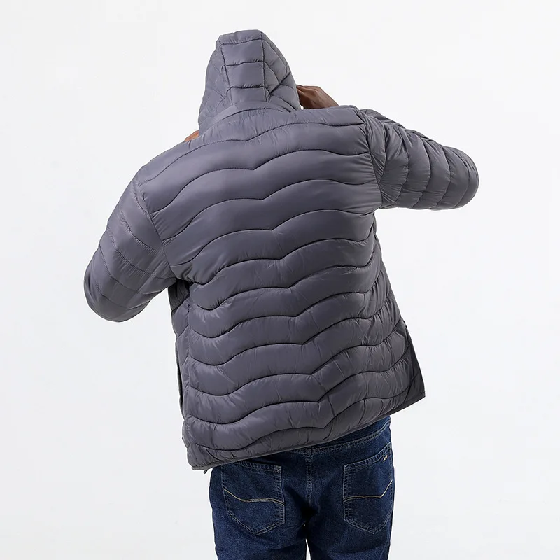 Lightweight Padded Men Black Coats For The Winter Very Warm Man Jacket Hooded MensJackets Free Shipping Men's Clothes