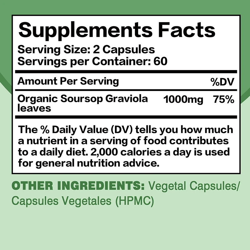 Soursop Supplement Soursop Graviola Capsules Promotes Cellular Health Relieves Stress and Improves Mood