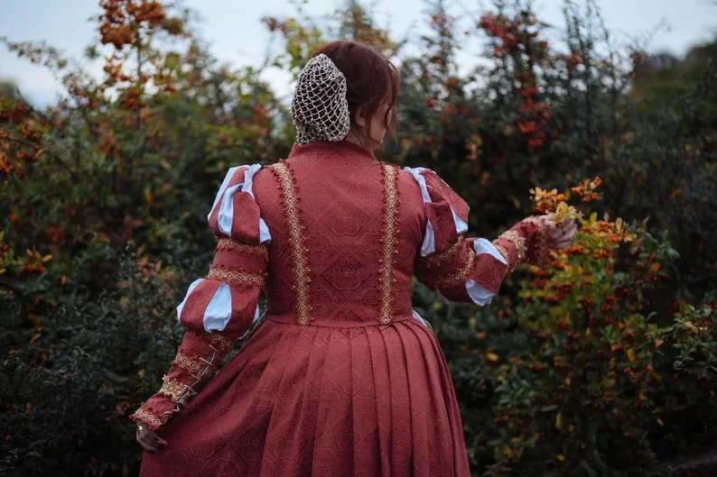 Cosplaydiyヴィンテージレッドルネッサンスドレス歴史女性ドレス