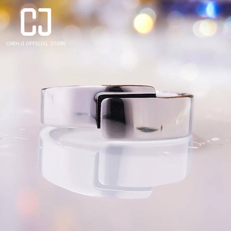 Exquisite Fashion Retro 925 Sterling Silver Platinum Plated Glossy Ring Japan And South Korea Simple Ring Valentine's Day Gift