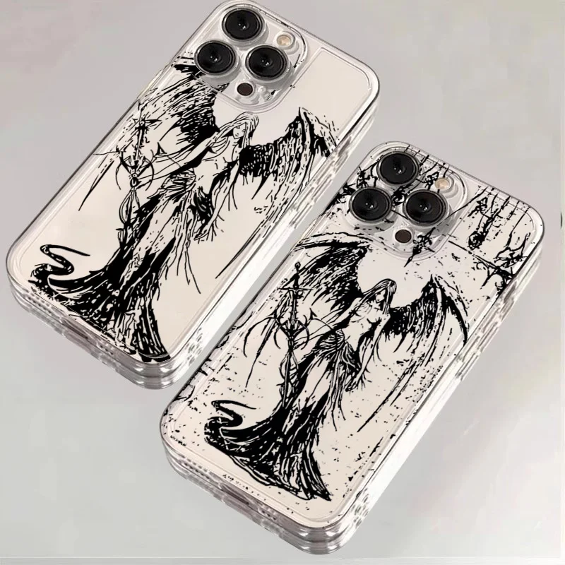 INS Style Space Angel Girl Clear Phone Case